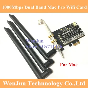 DEBROGLIE 1000 Mbps с двойна лента 802.11 ac Тенис на PCI-E WiFi Адаптер за Безжична Карта на PCi Express + Антена за всички Mac Pro OSX 10.10
