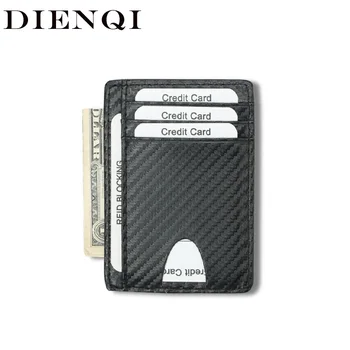 DIENQI Rfid минималистичные мъжки портфейли изработени от въглеродни влакна, тънки Мини-портфейл, малко черен джобен размер на чантата, мъжки портфейл за монети, чанта за пари, Waller Walket