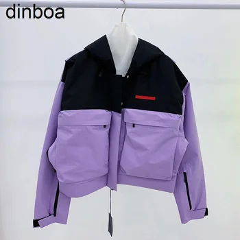 Dinboa-2022 Нови къси якета в стил мозайка, връхни дрехи, топ, дамски ежедневни градинска дрехи, жилетка с цип, на свободна ежедневни яке, палто