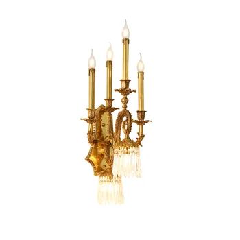 DINGFAN Европейската класическа луксозна дневна от френската мед висок клас Стая Вила с Трапезария и кухня Латунная свещ, с монтиран на стената лампа