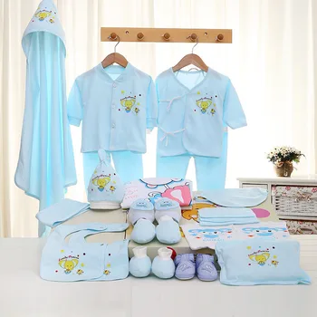 Emotion Moms Комплект дрехи за новородени, от 0-3 м, марка дрехи за малки момчета и момичета, бельо от 100% памук с анимационни герои, 26 бр./компл.