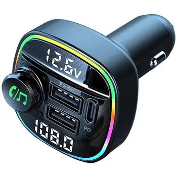 Fm предавател на Автомобилния безжичен адаптер със зарядно устройство 5,0 FM трансмитер за кола Безжичен музикален плейър, FM-предавател комплект за кола с