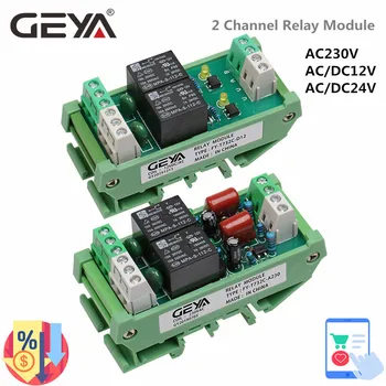GEYA 2-Канален Модул AC/DC 12V 24V AC230V Електромагнитно Реле с Общо предназначение AC220v Релеен Модул 5VDC