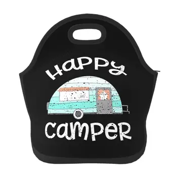 Happy Camper Неопреновая чанта за обяд /обяд-бокс/чанта за обяд/чанти за пикник изолиран охладител, органайзер за пътуване, Училище, работно офис