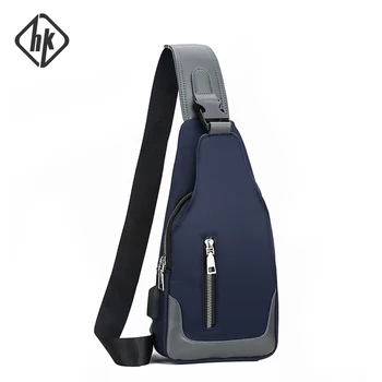 HcanKcan Мъжка Чанта през рамо с USB порт за зареждане, Чанта през Рамо, Мъжки чанти-Месинджър, Мъжки Луксозен Мъжки Нагрудная Чанта, Мъжка Чанта За Пътуване