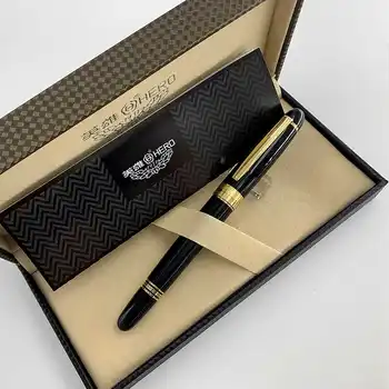 Hero H708 писалка 0,5 mm F 10K със златни топчета мастило химикалки бизнес офис на ученически пособия с кутия подарък дръжка Въртяща се боя