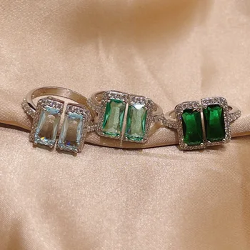 HIBRIDE Регулируема многоцветен КАМЪК crystal бяло злато-Годежни пръстени за жени, бижута за сватбени услуги парти, открит размер R-282