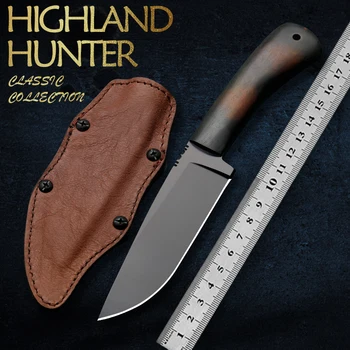 Highland Хънтър 80CRV2 стомана с висока твърдост, нож за оцеляване при разходки на открито, висококачествен военен спасителния нож