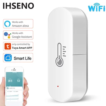 IHSENO Sasha WiFi Сензор за температура и влажност на въздуха, монитор приложение Smart Life, интелигентен дом, работа с Алекса Google Home hub не се изисква