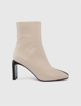 ILVi-Естествена кожа ръчно изработени Доли Бежово-черни кожени дамски обувки на ток, обувки 2022 Есен/зима