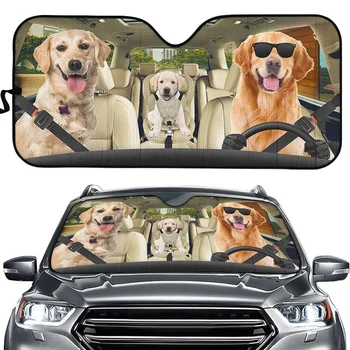 INSTANTARTS, семейство лабрадори ретривъри, любители на кучета, сенника на предното стъкло на автомобила, рефлектор, сгъваема автомобилен аксесоар, подарък