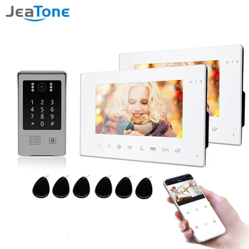 Jeatone Wifi видео домофон с Вратата Звънец за Апартамент видео домофон, Система за Контрол на Достъп, Поддръжка на Отключване с Парола