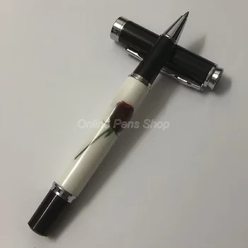 Jinhao 8802, химикалка химикалка с бял и сребрист метален валяк, професионална писалка за писане JRP005