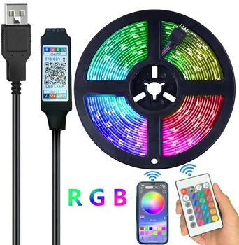 Led Лента Bluetooth RGB 2835 5050 се захранва от USB DC5V Подсветката на телевизора Led Светлини с дистанционно управление за телевизор с 16 цвята за Дома