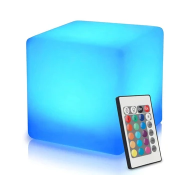 Led нощна светлина във формата на куб, която се презарежда чрез USB, 10 см, RGB, 16 цветя, декор, с регулируема яркост, настолна лампа с дистанционно управление, настолна лампа