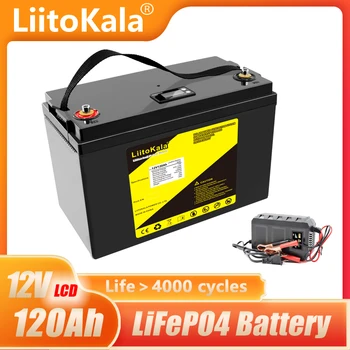 LiitoKala 12v 100Ah 120Ah LiFePO4 Батерии 12,8 На Мощност на Батерията От 4000 Цикъла За АВТОБУСА Кемперов количката Офроуд Автономен Слънчев Вятър