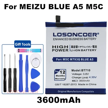 LOSONCOER 3600 mah BT710 За Meizu Син A5 M793Q M5C M710M Батерия за Мобилен Телефон Батерии + Бързото Пристигане