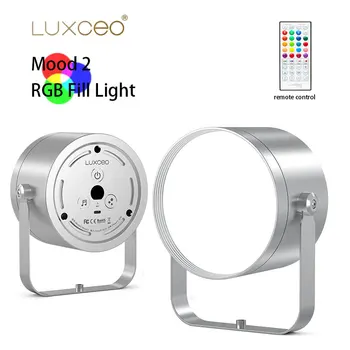 Luxceo Mood 2 RGB Заполняющий лампа Настолна атмосферни лампа Цветна декоративна лампа с възможност за завъртане на 360 градуса Осветление за снимане