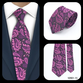 LYL 8 см лилав висококачествен вратовръзка с пейсли, бизнес аксесоари, тънка вратовръзка, мъжки сватбени костюми, елегантен модерен вратовръзка за мъж