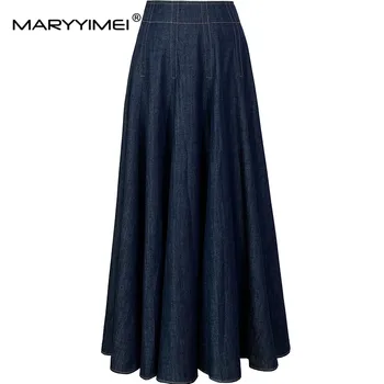 MARYYIMEI 2023 Нова лятна модни дамски памучен деним пола с висока талия за междуградски пътувания