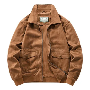 Mcikkny Модерен мъжки реколта велур и кожени якета, однотонная Ежедневни връхни дрехи, палта за мъже, размер M-4XL