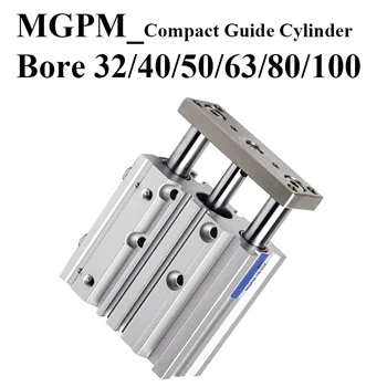 MGPM32 MGPM40 MGPM50 MGPM63 MGPM80 MGPM100 Ход 50/75/100/125/150/200 мм SMC Тип Компактен Пневматичен Посока на Въздушния Цилиндър