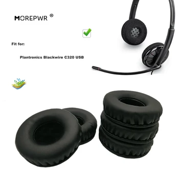 Morepwr Нова Актуализация Сменяеми Амбушюры за Plantronics Blackwire C320 USB Слушалки резервни Части Кожена Възглавница Ръкав За Слушалки
