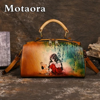 MOTAORA Нова дамска чанта за през рамото от естествена кожа в ретро стил, тенденция 2023, дамски луксозна дизайнерска чанта от ръчно изработени дамски чанти, луксозни чанти