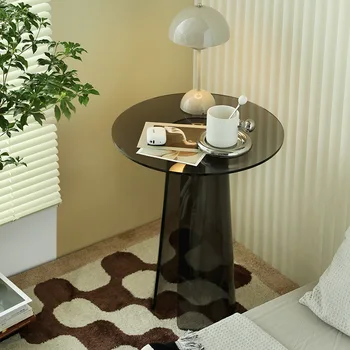 Nordic Нощни кръгла масичка за кафе за всекидневната Малък Прозрачен акрил масичка Салон, мебели за спални Mesa Fashion Ins Table