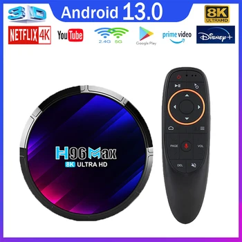 Origina H96 Max 13 Android Smart TV Box RK3528 Подкрепа AV1 6K 8K Видео Wifi6 BT5.0 4G 64GB Google Voice Телеприставка мултимедиен плейър