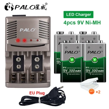 PALO 9V 6F22 Зарядно устройство за 1,2 V AA AAA Акумулаторни Батерии NI-MH 9V 6F22 Батерия + 9V 300mah Ni-MH Nimh Акумулаторна Батерия