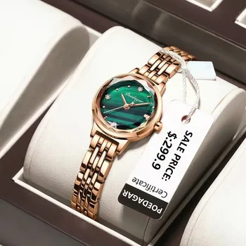 POEDAGAR Класически Луксозни дамски часовник от неръждаема стомана с малък циферблат, стилен, водоустойчив кварцов ежедневни дамски часовник Reloj Mujer