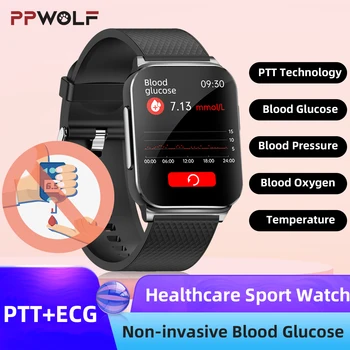 PPWOLF Спортни умни часовници за здравето 2023, новост, ПР + ЕКГ, нивото на глюкоза в кръвта, налягане, наблюдение на сърдечната честота, умни часовници за мъже и жени
