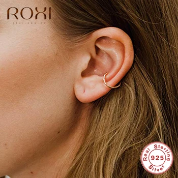 ROXI Минималистичные обеци-маншети от сребро 925 проба, без обици за уши, женски прости бижута, корейски обеци-втулки с обвивка Brincos