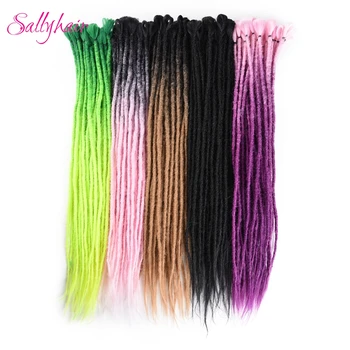Sallyhair 24-цолови расти ръчен труд за удължаване на косата, розово, синьо Омбре, възли на една кука кичура коса, синтетични възли опашка за жени