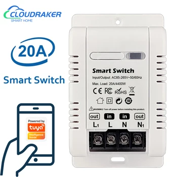 Sasha Smart High Power Switch 20A Автоматичен прекъсвач Модули на Автоматизация и Защита от Претоварване Управление на приложението Работи с Google Home Алекса