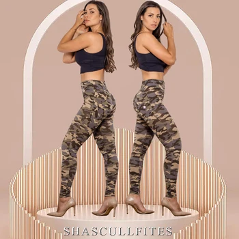 Shascullfites Гамаши за тренировки във фитнеса и шейпинге, камуфляжные панталони за йога, висока талия, плътно прилепнали гамаши, ширинка с цип