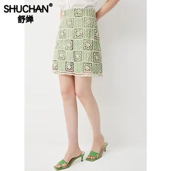 Shuchan над коляното, мини поли за жени, памучни летни поли Faldas Largas в стил империя, Лолита, дамски поли 2023 година