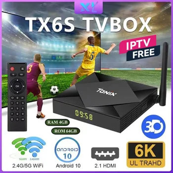 Tanix TX6S Smart TV Box Android 10 4 GB оперативна памет от 32 GB И 64 GB С Безплатно приложение IPTV Allwinner H616 Quad мултимедиен плейър H. 265 4K 2 GB 8 GB