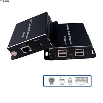 USB удължителен кабел чрез Cat5E / 6 до 196 метра USB2.0 чрез Cat6 удължителен кабел Cat5E с 4 порта USB 2.0, Щепсела и да играе, не се изисква драйвер