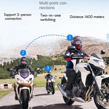 V3 ПЛЮС каска на мотоциклет Bluetooth слушалка BT5.0 Двойно 1400 м домофонна система за езда Безжична слушалка разговор водоустойчива IP65