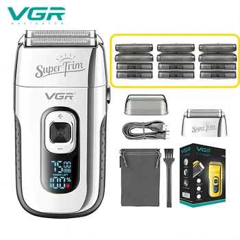 VGR Самобръсначка за лице с нож, професионален тример за коса, златна електрическа самобръсначка, която се презарежда безопасна машина за бръснене за мъже V-332