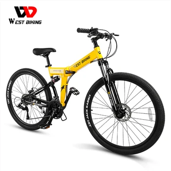 WEST BIKING Планинско колоездене 27,5 инча за възрастни, сгъваем велосипед с 27 скорости, двигател, двойно дисковата спирачка за мъже, МТВ велосипед