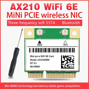 Wifi 6E AX210 Mini PCI-E, Безжична Мрежова карта WIFI6 Двухдиапазонная Мрежова карта 2,4 G/5G Bluetooth 5,2 Адаптер мрежова карта Зелен