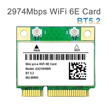 Wifi 6E AX210HMW Mini PCI-E Wifi Карта AX210 802.11 Ax/Ac 2,4 G/5G BT5.2 Безжичен Адаптер За Гейминг Лаптоп