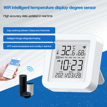 WIFI Цифров Термометър, Влагомер На Закрито Електронен Измерител на Температура и Влажност на въздуха Сензор за станция време За Умни Домове