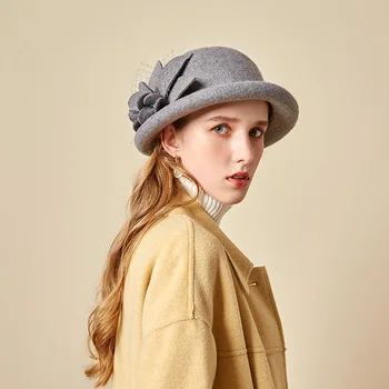 X4101 дамски модни рибарска шапка с цветен модел, вълнена шапка с swirls за възрастни, женски играч в британския ретро стил, църковни шапки, фасцинатор