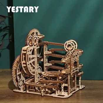 YESTARY 3D Пъзел Мраморен Лабиринт Строителни Блокове Слайд Събрани Играчки, Дървени Пъзели Строителни Играчки За Деца Подаръци Пъзел Играчка
