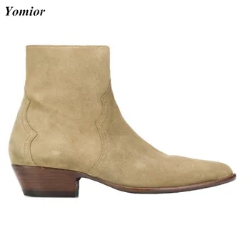 Yomior, нова мъжки обувки от естествена кожа в британския стил, с остри пръсти, дизайнерски пролетни работни бизнес сватбени ботильоны, модел обувки 