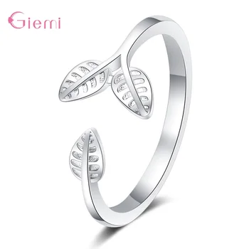 Автентични пръстен на пръста си с листа дърво от сребро 925 проба за жените, супер красиви сребърни бижута, подаръци регулируеми пръстени